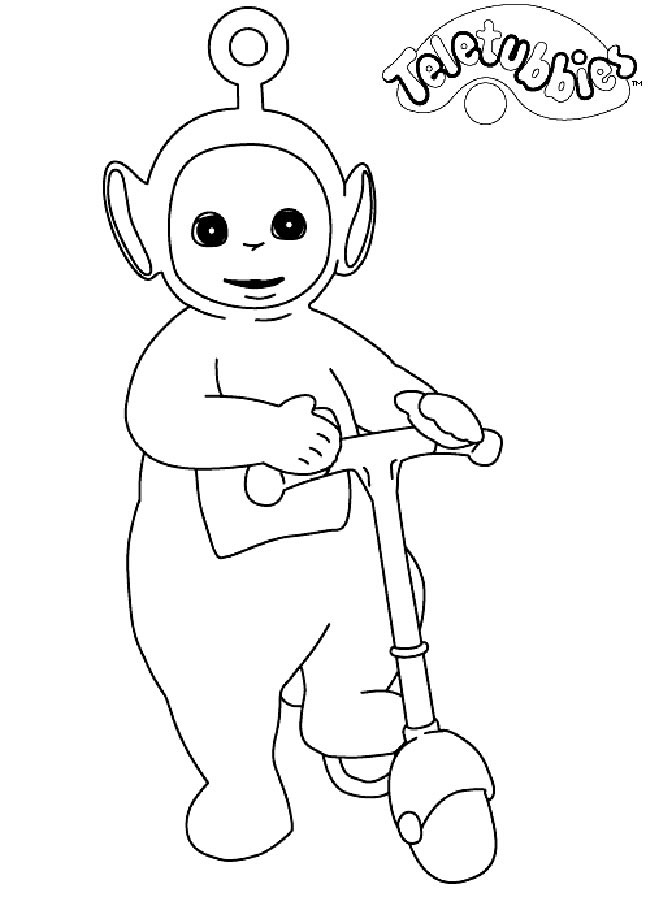 骑滑板车的天线宝宝简笔画