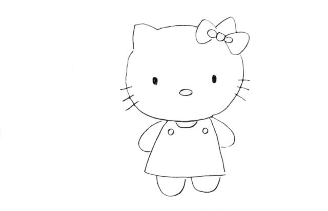 可爱的凯蒂猫简笔画步骤