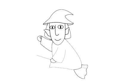 骑在扫帚上的女巫简笔画