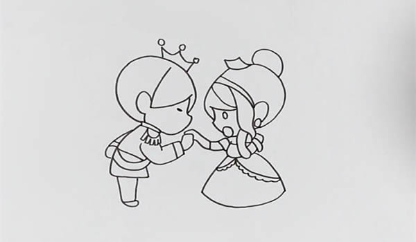灰姑娘和王子的简笔画