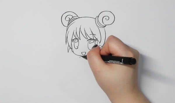 丸子头女生动漫人物简笔画
