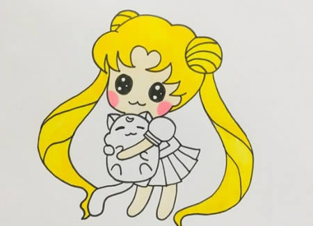 美少女战士简笔画带涂色