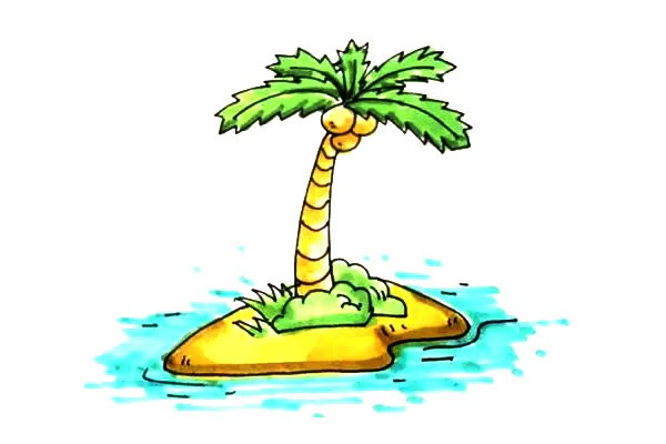 海岛上的椰树简笔画教程