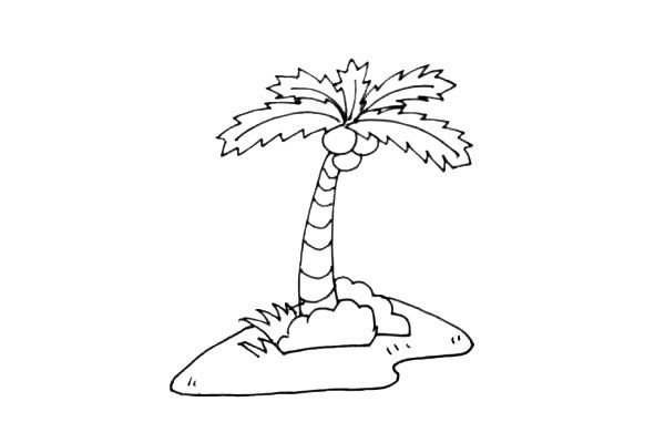 海岛上的椰树简笔画教程