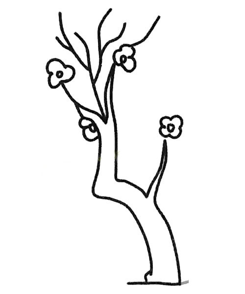 开花的桃树简笔画