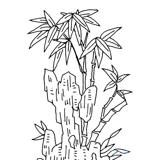 假山竹子简笔画