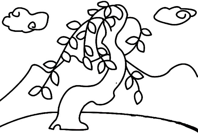 山下的柳树简笔画