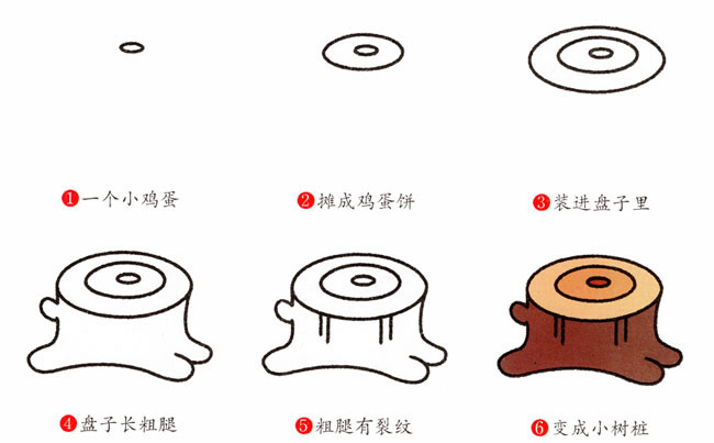 涂色的树桩简笔画步骤