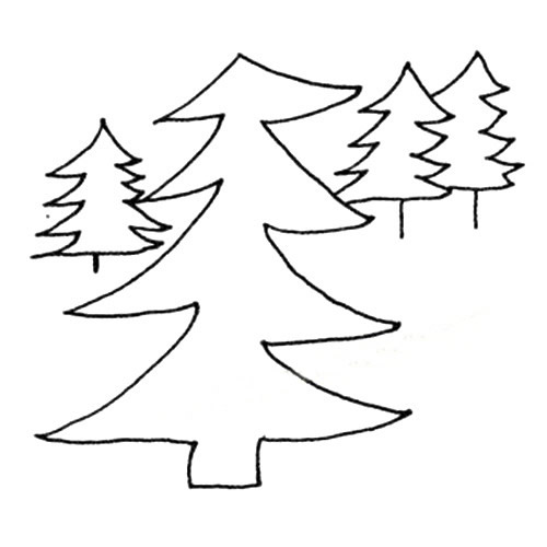 一组简单的松树简笔画