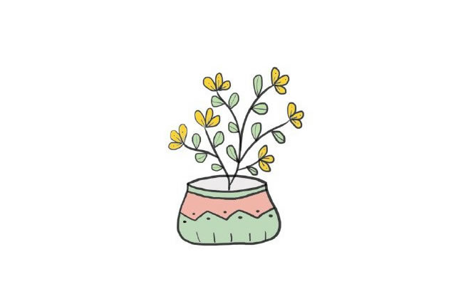 分享几组盆栽简笔画