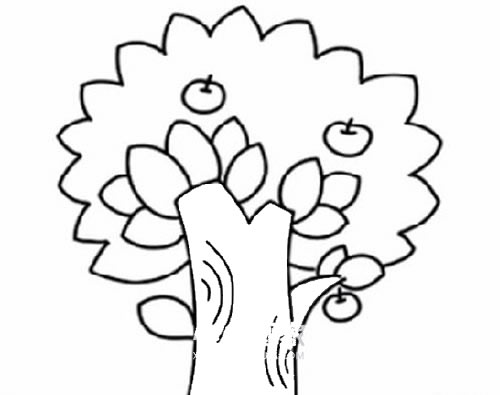 苹果树简笔画画法