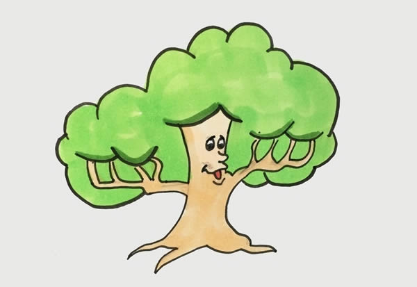 卡通的大树简笔画步骤