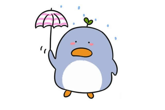 打雨伞的企鹅简笔画