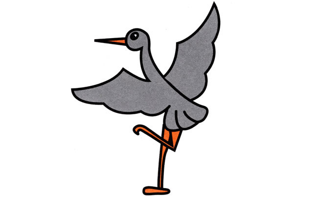 一只小灰鹤的简笔画