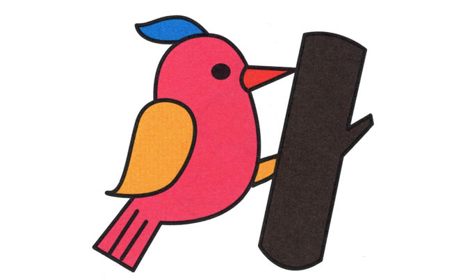 涂色的啄木鸟简笔画步骤