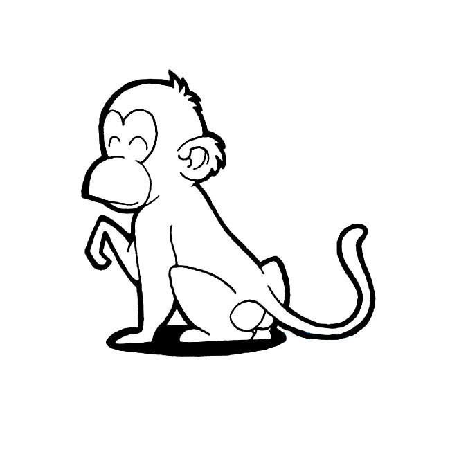 蹲在地上的猴子简笔画