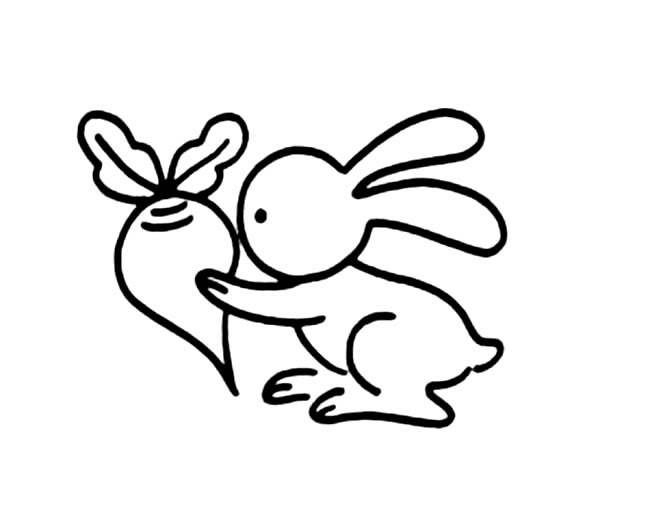 拔萝卜的兔子简笔画