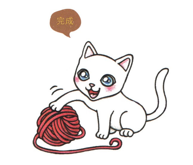 玩毛线的小猫简笔画