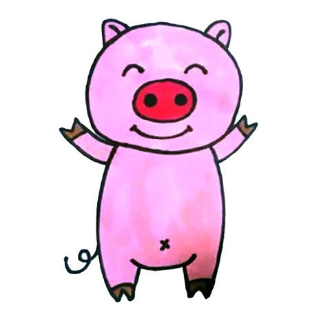 快乐的粉色小猪简笔画教程
