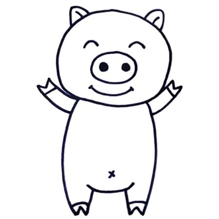 快乐的粉色小猪简笔画教程