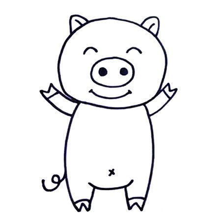 快乐的粉色小猪简笔画教程