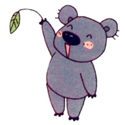 拿着一片树叶的考拉简笔画
