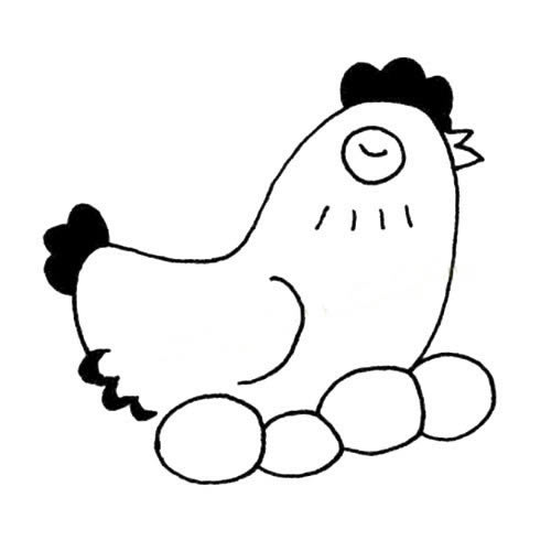 正在孵蛋的母鸡简笔画