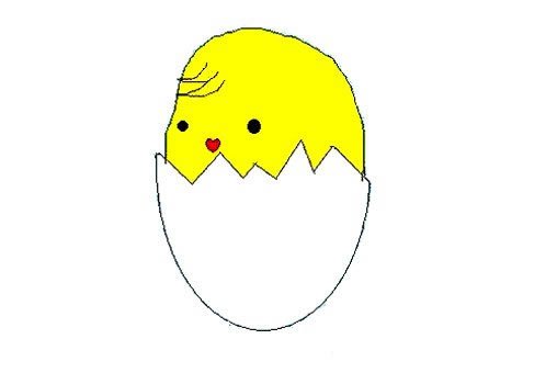 蛋壳里的小鸡简笔画