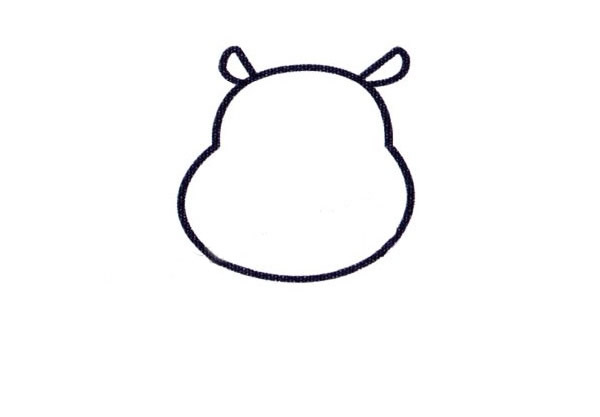上色的卡通河马简笔画