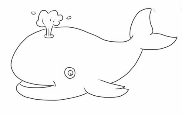 喷水的可爱鲸鱼简笔画教程
