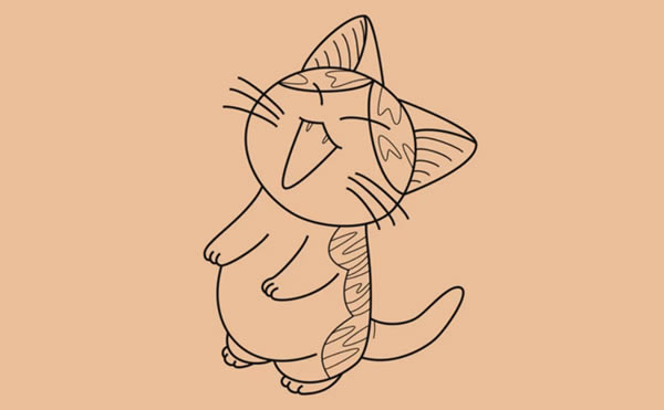 慵懒的小猫简笔画步骤教程