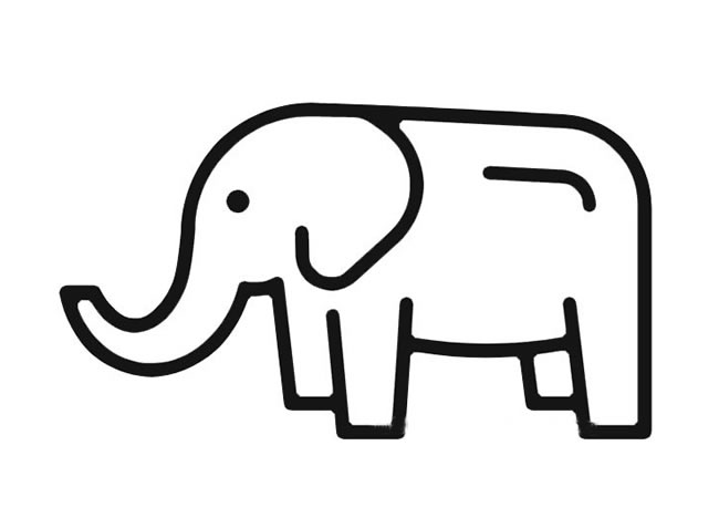 线条简单的大象简笔画