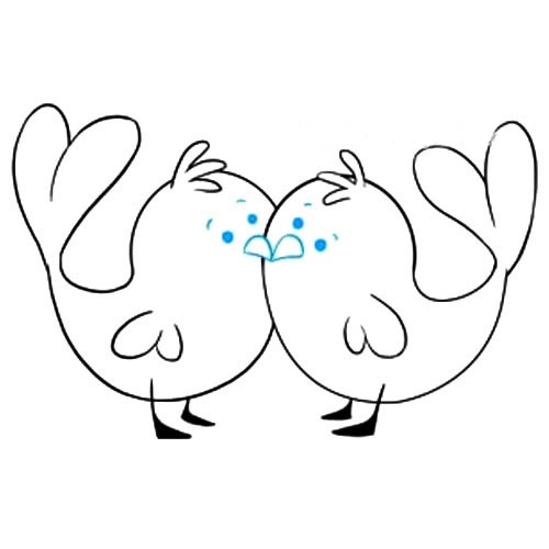 两只爱情鸟简笔画步骤