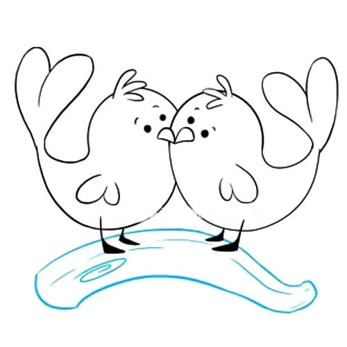 两只爱情鸟简笔画步骤