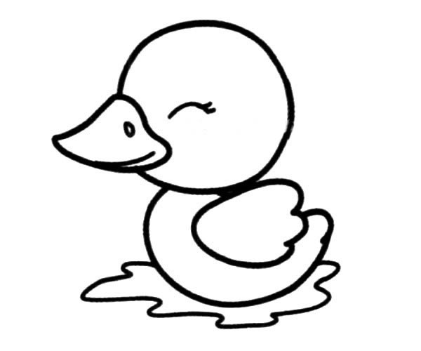 小鸭子游泳简笔画