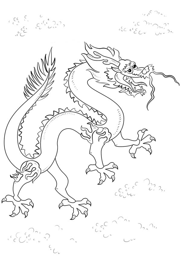 云彩上的中国龙简笔画