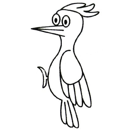 三步画出一只简单的啄木鸟