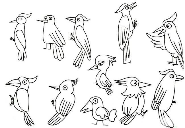 三步画出一只简单的啄木鸟