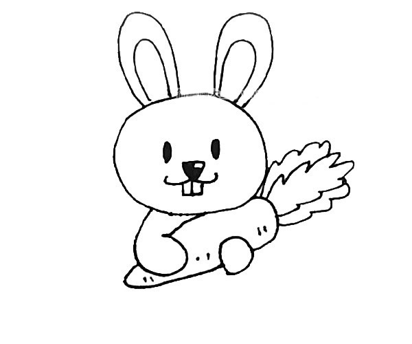 爱吃胡萝卜的小兔子简笔画带涂色