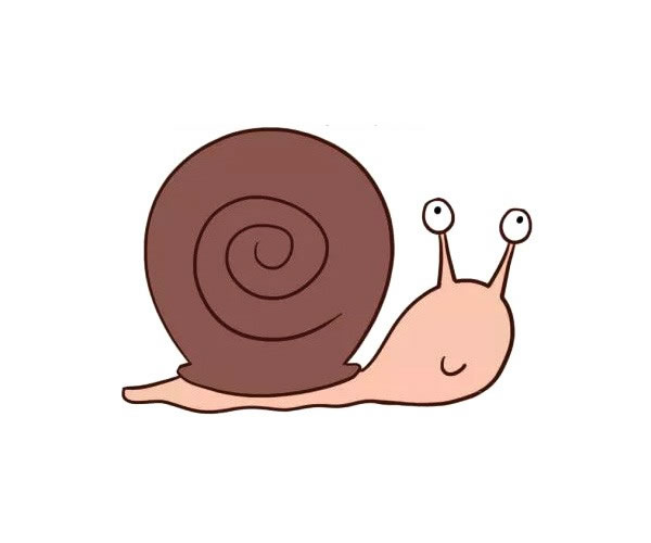 卡通蜗牛简笔画彩色画法
