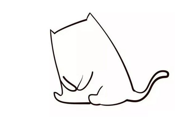 正在钓鱼的小猫咪简笔画步骤