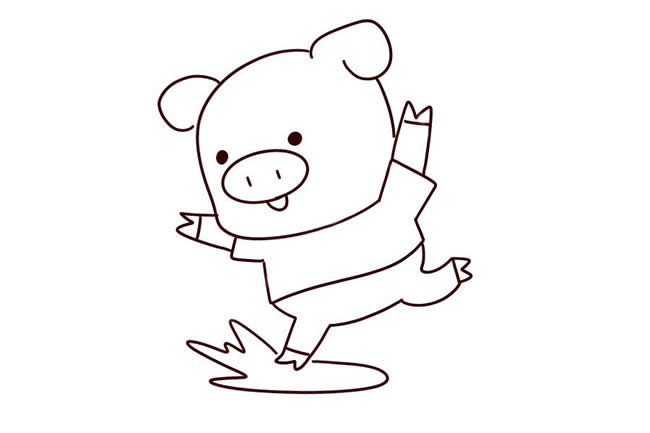 ​​​​​​​跳跃的小猪简笔画步骤教程