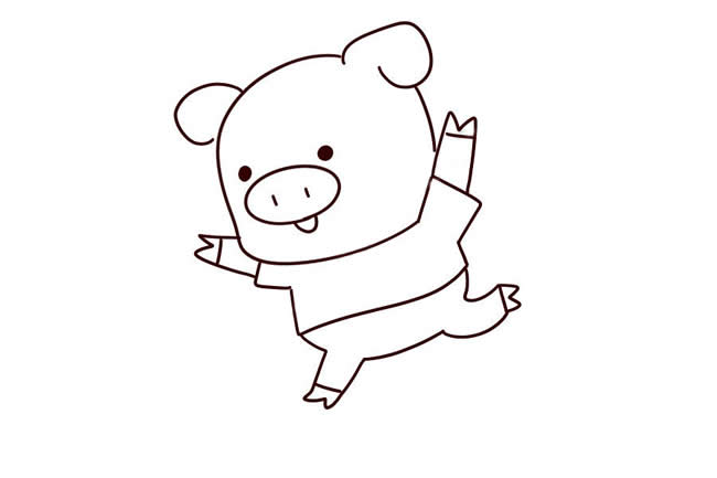 ​​​​​​​跳跃的小猪简笔画步骤教程