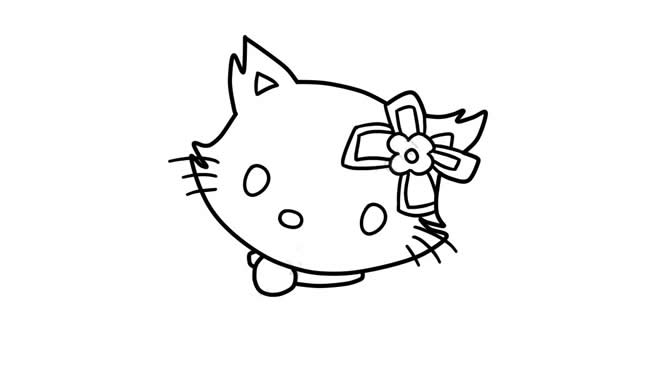戴着发卡的小猫咪简笔画