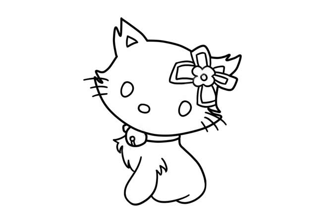 戴着发卡的小猫咪简笔画