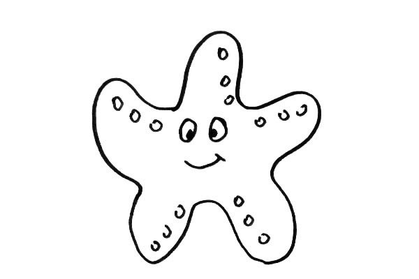 开心的卡通海星简笔画