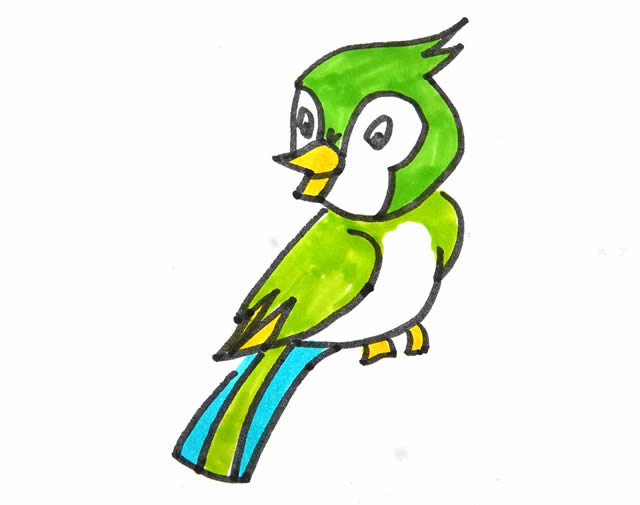 漂亮的小鸟简笔画带涂色
