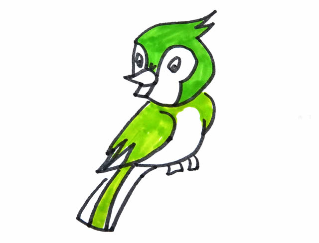 漂亮的小鸟简笔画带涂色