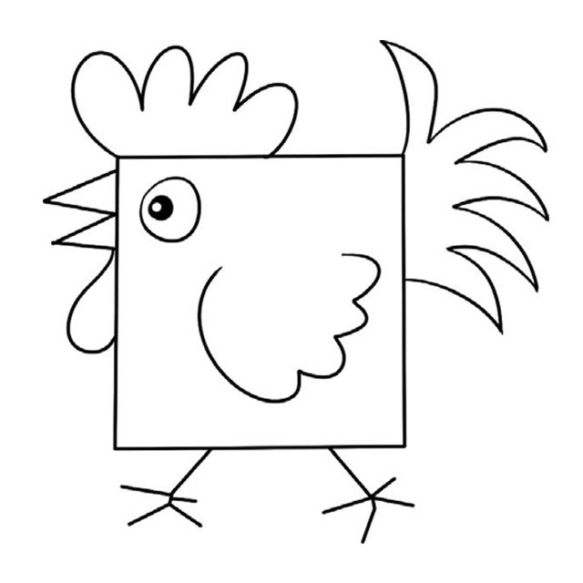 方形的公鸡简笔画教程