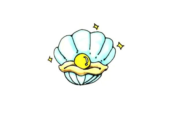 漂亮的珍珠贝壳简笔画步骤